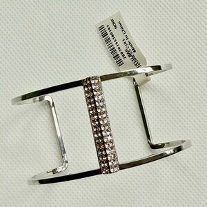 NWT Henri Bendel Silver Harness Cuff w/ Crystal Pave